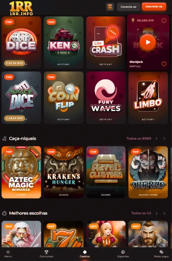 Aplicativo mobile do 1RR cassino para Android